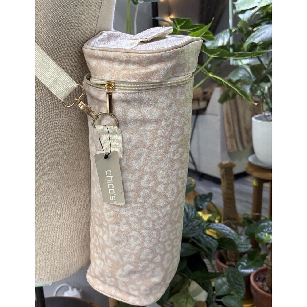 Insulated Wine Bottle Cooler Bag NWT Leopard Print Crossbody Travel Tote Picnic